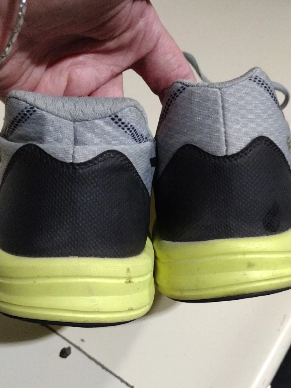Puma Gray Mesh Running Sneakers with Neon Lime Accents